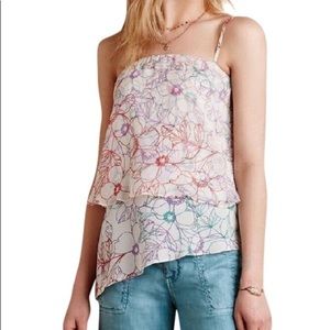 Anthropologie Maeve Daisy Garden silk blouse XS
